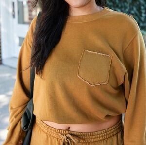 Aerie Women Cozy sweatshirt Crew Pullover Athletic Crop sweater sz L